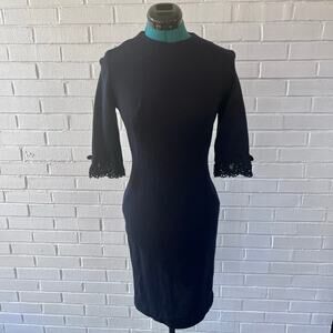 Vintage 60s black stretch wool wiggle dress